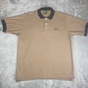 Riviera Maya Embroidered Palm Tree Polo‎ Shirt Mens XL Short Sleeve Beige Brown